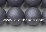 CSB2485 15.5 inches 14mm round matte wrinkled shell pearl beads