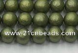 CSB2520 15.5 inches 4mm round matte wrinkled shell pearl beads