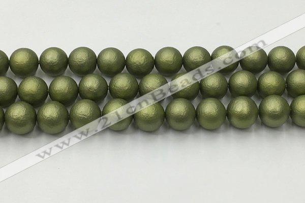 CSB2525 15.5 inches 14mm round matte wrinkled shell pearl beads