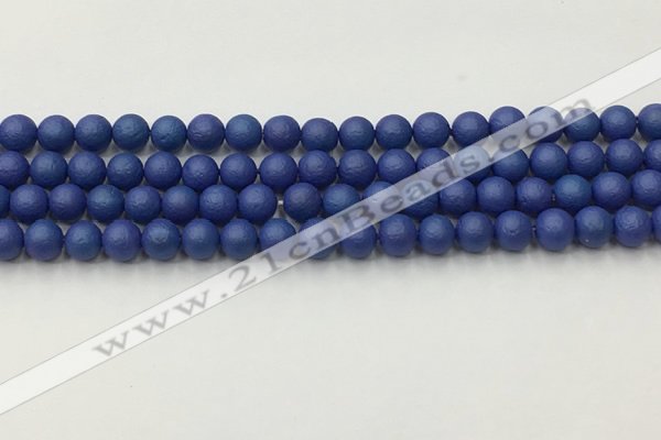 CSB2570 15.5 inches 4mm round matte wrinkled shell pearl beads