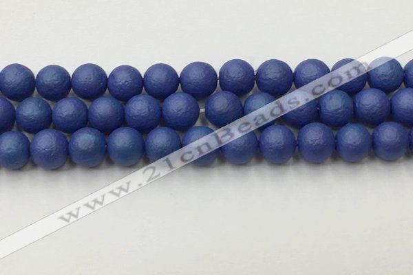 CSB2574 15.5 inches 12mm round matte wrinkled shell pearl beads