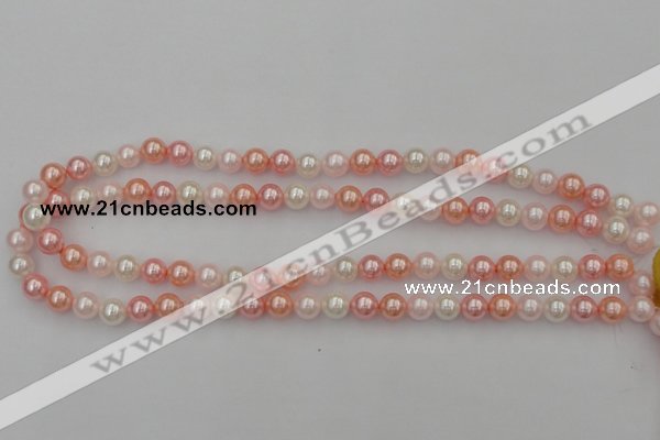 CSB302 15.5 inches 8mm round mixed color shell pearl beads