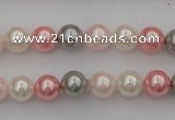 CSB303 15.5 inches 8mm round mixed color shell pearl beads