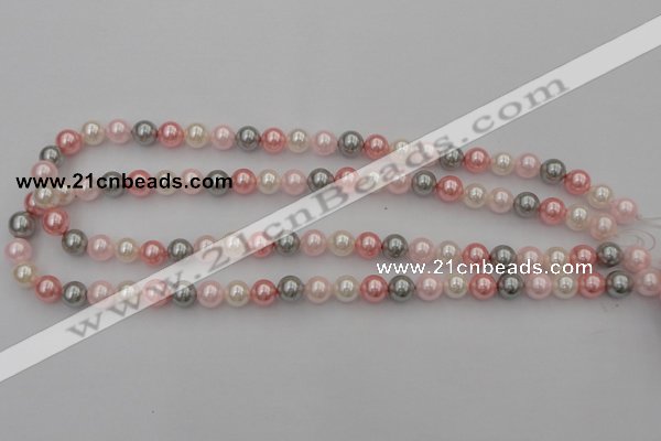 CSB303 15.5 inches 8mm round mixed color shell pearl beads