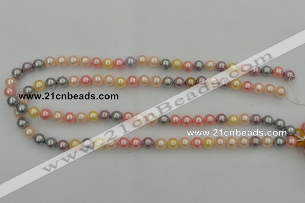 CSB304 15.5 inches 8mm round mixed color shell pearl beads