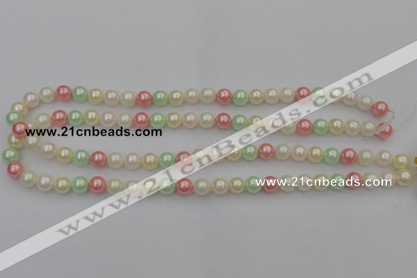 CSB305 15.5 inches 8mm round mixed color shell pearl beads