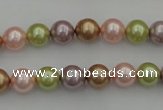 CSB306 15.5 inches 8mm round mixed color shell pearl beads