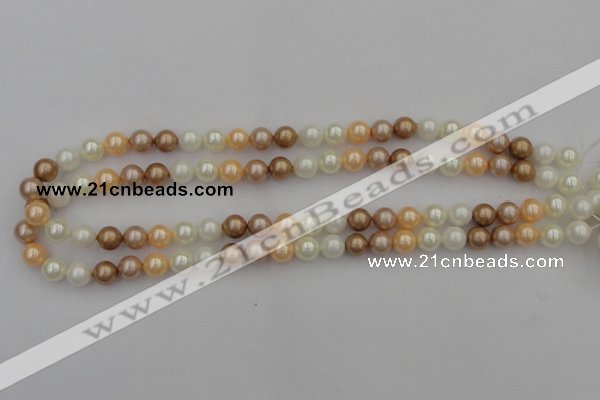 CSB308 15.5 inches 8mm round mixed color shell pearl beads