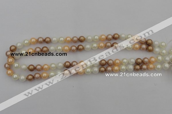 CSB308 15.5 inches 8mm round mixed color shell pearl beads