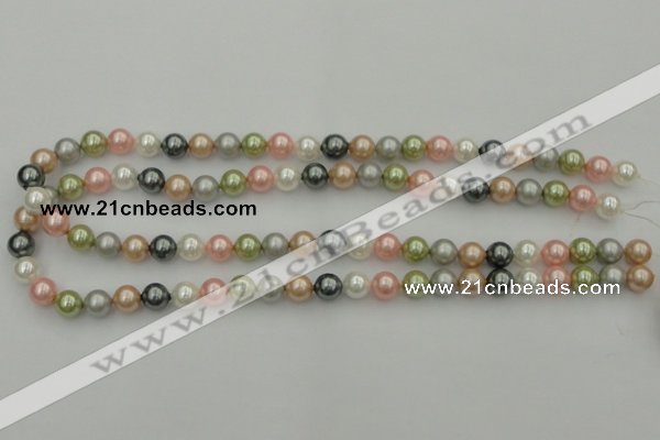 CSB310 15.5 inches 8mm round mixed color shell pearl beads