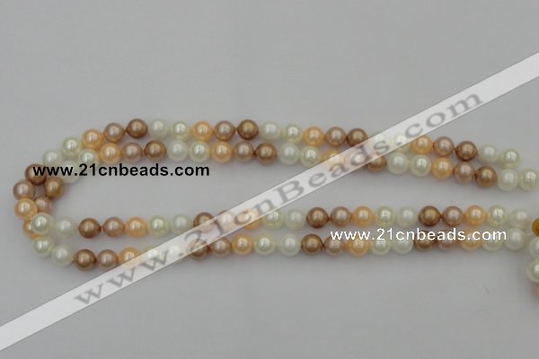 CSB311 15.5 inches 8mm round mixed color shell pearl beads
