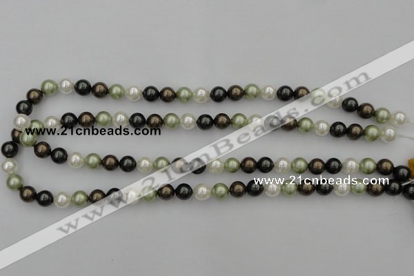 CSB314 15.5 inches 8mm round mixed color shell pearl beads