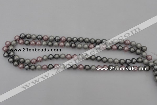 CSB315 15.5 inches 8mm round mixed color shell pearl beads