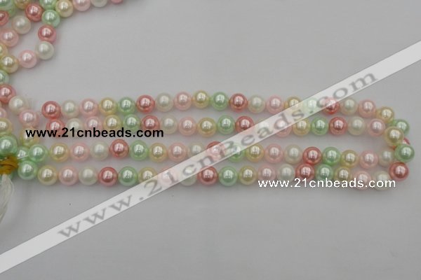 CSB322 15.5 inches 10mm round mixed color shell pearl beads