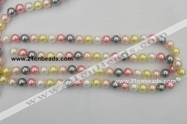 CSB323 15.5 inches 10mm round mixed color shell pearl beads