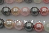 CSB326 15.5 inches 10mm round mixed color shell pearl beads