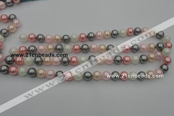 CSB326 15.5 inches 10mm round mixed color shell pearl beads