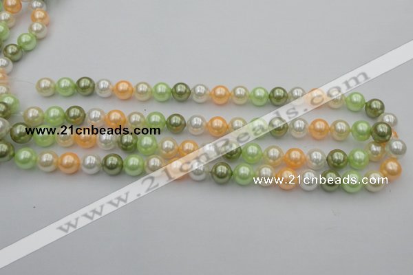 CSB328 15.5 inches 10mm round mixed color shell pearl beads