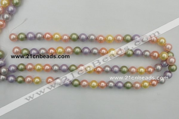 CSB330 15.5 inches 10mm round mixed color shell pearl beads