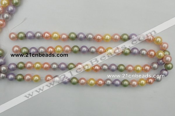 CSB330 15.5 inches 10mm round mixed color shell pearl beads