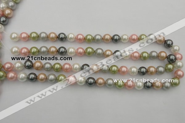 CSB331 15.5 inches 10mm round mixed color shell pearl beads