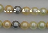 CSB333 15.5 inches 10mm round mixed color shell pearl beads