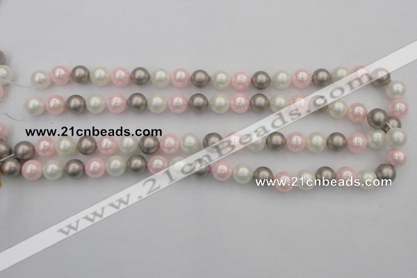 CSB335 15.5 inches 10mm round mixed color shell pearl beads