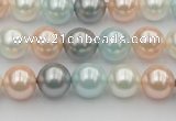 CSB336 15.5 inches 10mm round mixed color shell pearl beads