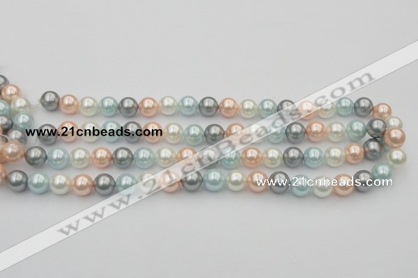 CSB336 15.5 inches 10mm round mixed color shell pearl beads