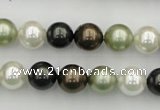 CSB337 15.5 inches 10mm round mixed color shell pearl beads