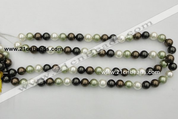 CSB337 15.5 inches 10mm round mixed color shell pearl beads