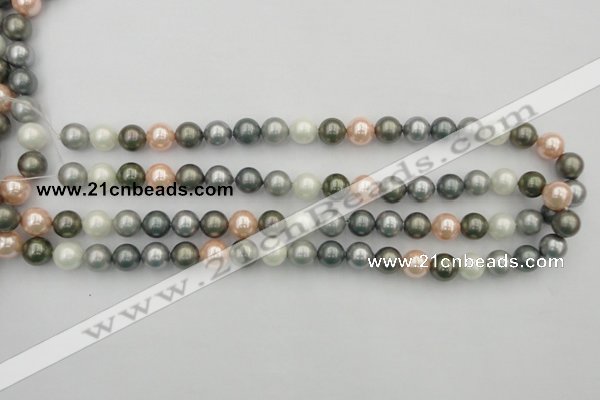 CSB338 15.5 inches 10mm round mixed color shell pearl beads