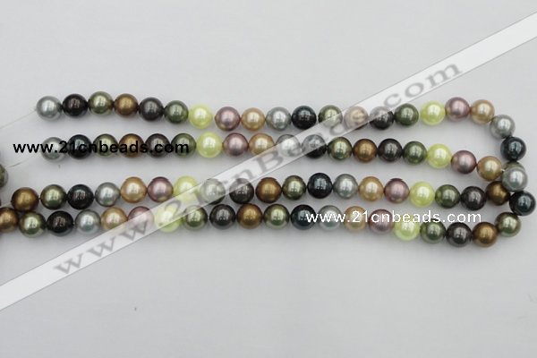 CSB339 15.5 inches 10mm round mixed color shell pearl beads