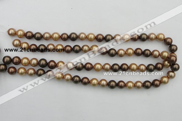 CSB342 15.5 inches 10mm round mixed color shell pearl beads