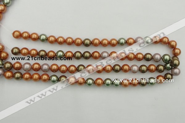 CSB343 15.5 inches 10mm round mixed color shell pearl beads