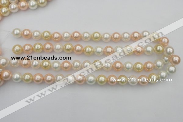 CSB350 15.5 inches 12mm round mixed color shell pearl beads