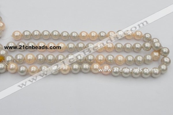 CSB351 15.5 inches 12mm round mixed color shell pearl beads