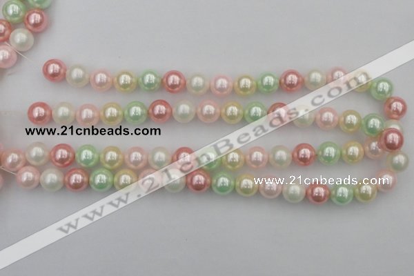 CSB352 15.5 inches 12mm round mixed color shell pearl beads