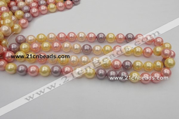 CSB354 15.5 inches 12mm round mixed color shell pearl beads