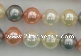 CSB355 15.5 inches 12mm round mixed color shell pearl beads