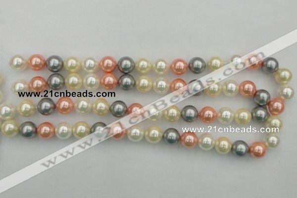 CSB355 15.5 inches 12mm round mixed color shell pearl beads
