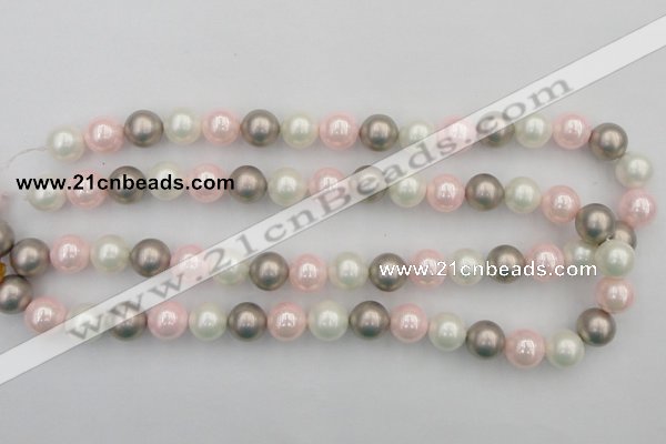 CSB356 15.5 inches 12mm round mixed color shell pearl beads