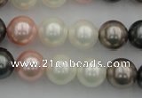 CSB358 15.5 inches 12mm round mixed color shell pearl beads