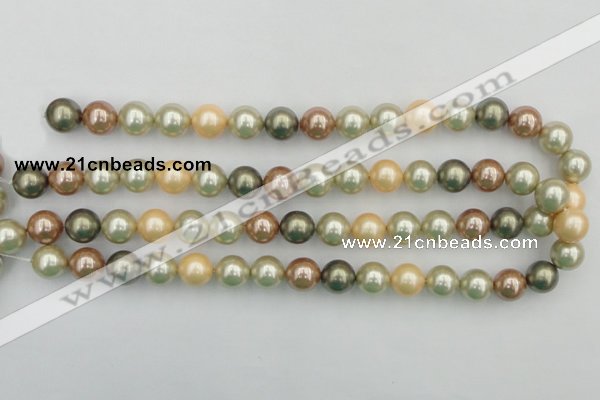 CSB359 15.5 inches 12mm round mixed color shell pearl beads