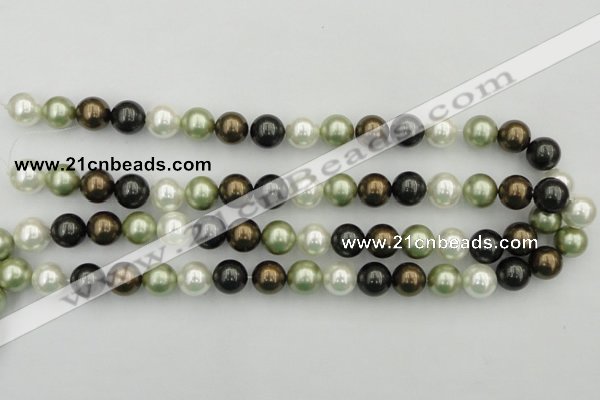 CSB362 15.5 inches 12mm round mixed color shell pearl beads