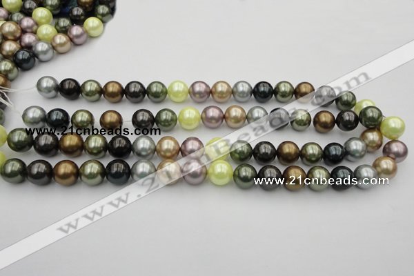 CSB364 15.5 inches 12mm round mixed color shell pearl beads