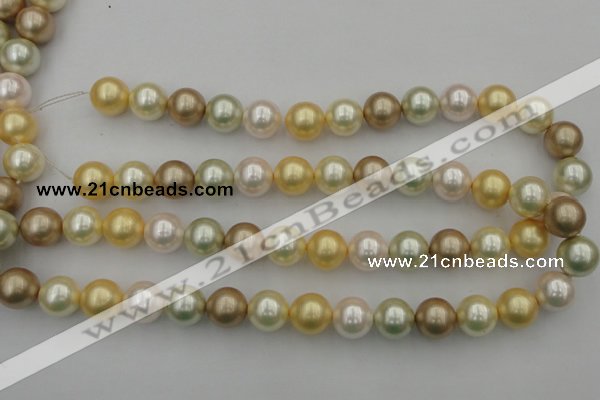 CSB372 15.5 inches 14mm round mixed color shell pearl beads