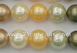 CSB373 15.5 inches 14mm round mixed color shell pearl beads