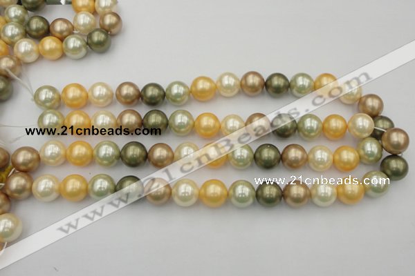 CSB373 15.5 inches 14mm round mixed color shell pearl beads