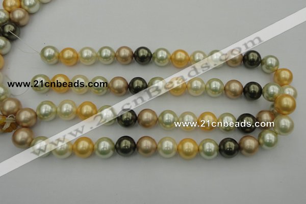 CSB374 15.5 inches 14mm round mixed color shell pearl beads